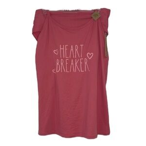 RAE DUNN Pink 2 pieces comfort tank and panties set Heart Breaker size Medium